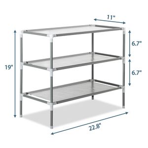 Scarpiera a 3 livelli salvaspazio di grande capacità in tessuto non tessuto grigio, montaggio semplice, organizer per scarpe in metallo laccato smontabile - Product Image 3