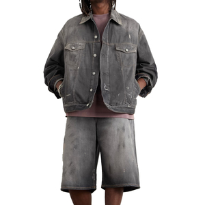 Ensemble short en jean surdimensionné pour homme, dernière collection, respirant, séchage rapide, short à capuche, tenue décontractée d'été, haute qualité, personnalisable - Product Image 1