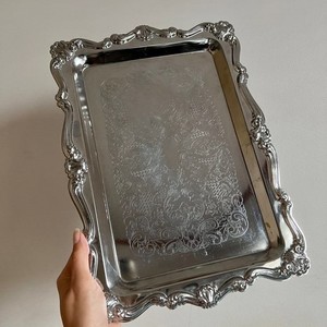 Plateau de service en métal, plat décoratif pour centre de table de mariage, vaisselle de restauration hôtelière, vente en gros, fabricant, exportation Inde - Product Image 1