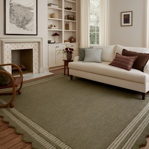 Classic Rectangle Area Rug Solid Color Wool Polyester Flat Weave Non <b>Slip</b> Backing Living Room Floor <b>Mat</b> Thin Thickness - Product Image 4
