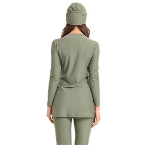 Traje de Baño Modesto para Mujer con Camiseta de Natación Extendida, Leggings Elásticos para Agua y Pañuelo a Juego - Product Image 5