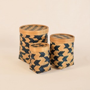 Petite boîte de rangement en bambou avec couvercle en gros boîtes naturelles écologiques naturelles en cercle - Product Image 4