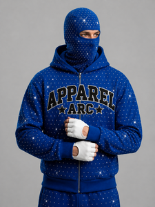 Custom Pink Rhinestone Full <b>Zip</b> Face Hoodie Heavyweight Crystal Fleece Streetwear OEM ODM Clothing Factory - Product Image 4