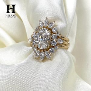 Anillo de compromiso vintage con diamante ovalado cultivado en laboratorio, conjunto de anillos de oro de 14 quilates con halo de rayos de sol marquesa, conjunto nupcial de lujo con diseño de estrella para mujer - Product Image 3