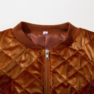 Ensemble deux pièces matelassé en velours pour femme, col rond, fermeture éclair, décontracté, pour l'automne, coupe régulière, manches longues, longueur au-dessus du genou - Product Image 4