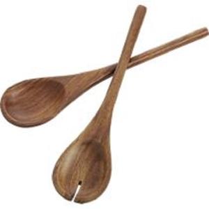 Juego de tenedores y cucharas para ensalada con mango largo, juego de utensilios para servir ensalada de madera de acacia, cucharas para servir, cuchara de cocina - Product Image 2