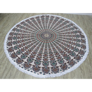 Serviette de plage ronde imprimée à motifs Serviette de plage brodée à séchage rapide imprimée et personnalisée d'Inde - Product Image 6