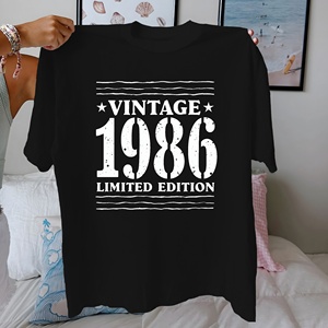 Rétro Vintage 1986 édition limitée pur coton t-shirt femme coupe confort - Product Image 1