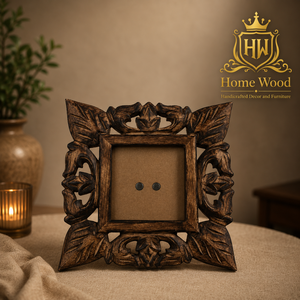 Cadre photo rectangulaire en bois fait main, élégant, sculpté, décoration murale horizontale, 5x7 pouces - Product Image 1