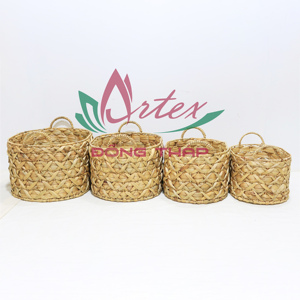 Natural <b>Wicker</b> Storage <b>Basket</b> Seagrass Water Hyacinth Organizer Bin with Handle for Home Vanity Decor - Product Image 6