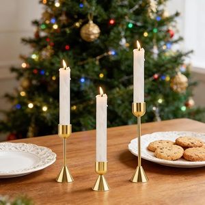 Gold Taper Candle Holders Set of 3 Metal Candlestick Holders for Table Centerpiece Modern Decorative Candle <b>Stands</b> for Christmas - Product Image 4