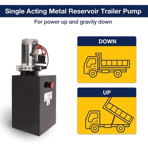 Unidad de Potencia Hidráulica de 15 Cuartos y 12V de Acción Simple con Depósito Metálico y Control Remoto para Remolques Basculantes y Elevación de Vehículos - Product Image 4