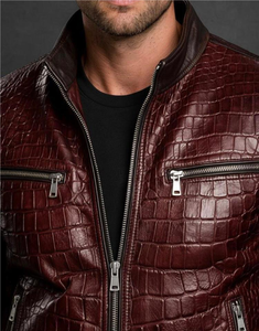 Veste bomber pour homme en cuir véritable vintage personnalisable, imperméable, col montant, logo sur le devant - Product Image 5