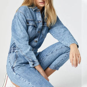 Conjunto de Traje de Mezclilla para Mujer, Estilo Casual, Ajustado, con Botones, para Primavera/Verano, al Precio Más Bajo, Servicio OEM, Ligero, de Algodón - Product Image 3