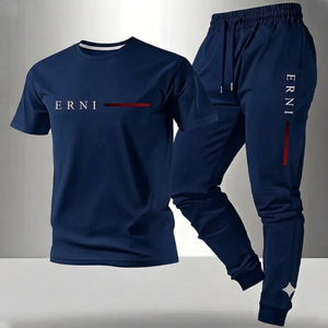 Conjunto Deportivo de Punto Estampado para Hombre, Primavera-Verano 2026, Camiseta y Pantalones Cortos, Estilo Casual para Diario - Product Image 3
