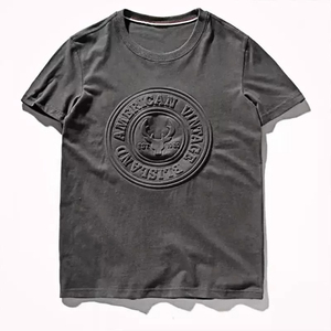 T-shirt en toile pour homme avec logo personnalisé en relief, respirant, écologique, à manches courtes et coupe ample - Product Image 3