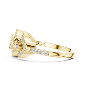 Anillo de Diamantes de Lujo con Corona para Mujer |   Diseño geométrico de infinito |   Engaste Micro Pavé |   Anillo de Moissanita |   Oro Amarillo - Product Image 3
