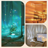Projecteur LED dynamique d'aurores boréales, effet d'ondulation de l'eau, 17 couleurs, lampe en cristal à effet de flamme, commande tactile, salon, chambre à coucher
