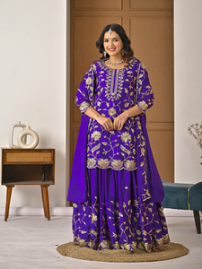 Ensemble de robe traditionnelle indienne pour femmes, broderie en sequins, soie chinon, lehenga choli, entièrement cousu, taille plus, pour mariage et fêtes - Product Image 5