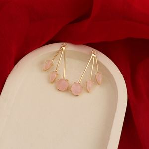 Juego de puntas chapadas en oro de Calcedonia rosa, eslabones de abalorios de piedras preciosas de forma redonda y pera para collares de pendientes y creaciones de joyería hechas a mano - Product Image 4