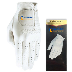 Gants de golf avec emballage personnalisé, paume en cuir Cabretta, doux, pour hommes, couleur noire, OEM, divers matériaux, tailles variées, résistants à la pluie et aux intempéries - Product Image 4