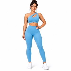 Conjunto Deportivo de Alta Calidad para Mujer Talla Grande, Sujetador Deportivo Asimétrico de un Hombro, Leggings de Cintura Alta, Ropa Deportiva Elástica en Cuatro Direcciones - Product Image 1