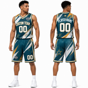 Uniforme de Baloncesto con Diseño Geométrico Personalizado, Conjunto de Camiseta y Pantalones Cortos para Equipo, Fabricante y Proveedor al por Mayor, Malla, Venta al por Mayor - Product Image 5