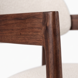 Silla de Comedor Escandinava de Madera de Teca con Cojín Tapizado en Tela, Sillón Moderno para Comedor, Muebles para el Hogar - Product Image 5