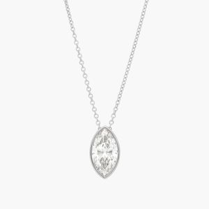 Bezel Solitaire Pendant <b>Necklace</b> With 2 CTW Marquise Cut Lab-Grown Diamonds in Yellow Gold - Product Image 1