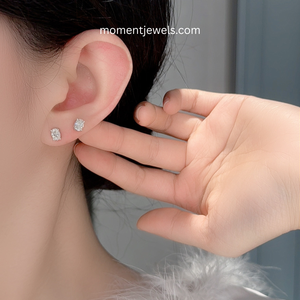 Elegant Oval Moissanite <b>Stud</b> Earrings Luxury Rhodium Plated 925 Sterling <b>Silver</b> Ear <b>Studs</b> Claw Setting Gemstone Inlay Women - Product Image 3