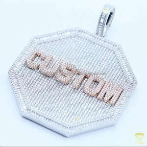 Nombre personalizado hecho a mano Baguette Lab Grown diamante letra colgante Iced Hip Hop estilo Bling collar fino colgantes y dijes - Product Image 3