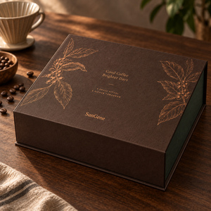 Caja de Embalaje Rígida de Papel Estilo Libro SunGene Ember Roast para Set de Regalo de Café Especial - Product Image 6