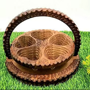 Classic Wooden Eco-Friendly Multifunction Dry <b>Fruit</b> Basket Premium Quality Serving Gifting Basket for Festive Occasions Tradebyd - Product Image 1