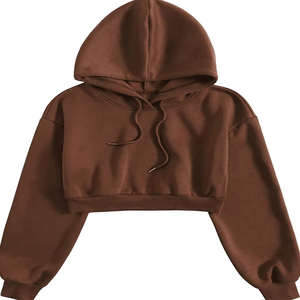 High Quality Cropped <b>Tops</b> Short Solid Color Casual Oversized Drop shoulder women hoodies Custom Crop Hoodies for Women - Product Image 6