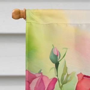 Roses multicolores Aquarelle Grande Maison Drapeau Porche Manchon Pôle Décoratif Cour Bannière Oeuvre Polyester Tenture Murale pour Maison - Product Image 3
