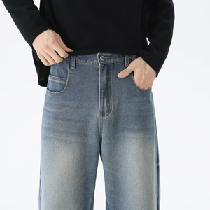 Jean en denim brut italien de haute qualité, coupe droite, jambe large, style vintage, personnalisé, en coton épais, pour homme - Product Image 4