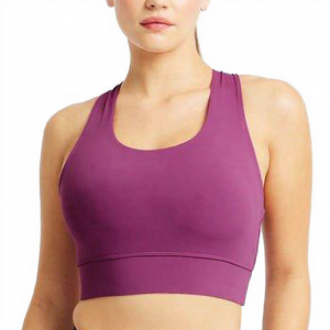 Purple High Neck Sports <b>Bra</b> Women's Workout Yoga Fitness <b>Crop</b> <b>Top</b> <b>Supportive</b> Design - Product Image 1