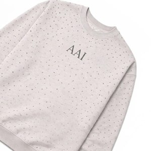 Custom Vintage Heather Grey 100% Cotton <b>Pullover</b> <b>Men</b> Trendy All Over Hot Fix Rhinestone Full Sleeve Shirt - Product Image 1