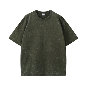 Camiseta Vintage para Hombre, Lavada, Cuello Redondo, 100% Algodón, Manga Corta, Lisa, con Logotipo Personalizado, Estilo Urbano - Product Image 3