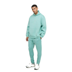 Ensemble de survêtement pour homme, veste à col zippé bleu clair uni et pantalon de jogging assorti, vêtements en gros OEM ODM - Product Image 4