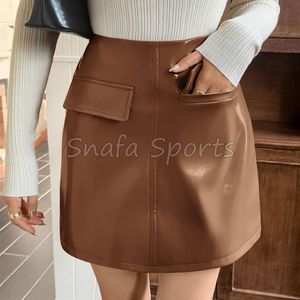 Jupes tendance en cuir PU pour femmes, nouvelle collection 2023, décontractées, respirantes et à la mode |   Meilleures jupes en cuir pour femmes, personnalisées - Product Image 3