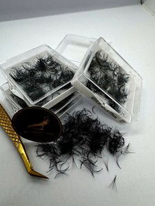 Extensions de cils pré-faits de qualité supérieure pour professionnels, 3D-8D, 500/1000 bouquets par plateau, faits à la main, naturels, longs, noirs mats, en cheveux synthétiques - Product Image 2