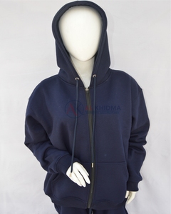 เสื้อฮู้ดผ้าฟลีซคอตตอน 100% สีกรมท่าเข้มสำหรับผู้หญิง แบรนด์ Custom Sportswear ระบายอากาศได้ดี แขนยาว สวมใส่สบาย เหมาะสำหรับฤดูหนาว - Product Image 4