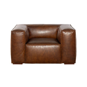 Contemporary Brown Leather Armchair Single <b>Sofa</b> Minimalist Couch <b>for</b> Living Room Apartment Hotel Furniture Manufacturer - Product Image 1