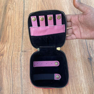 Western Boot Stitch <b>Pink</b> Suede Leather Portable Jewelry Storage Case Custom Ring Jewelry <b>Gift</b> <b>Box</b> Organizer Travel Jewelry <b>Box</b> - Product Image 6