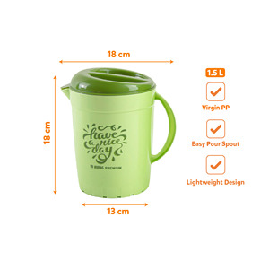 Jarra de agua de gran capacidad de 1.5L de PP con tapa, jarra duradera para té helado, para uso en el hogar, restaurantes y cafeterías. - Product Image 5