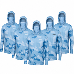 เสื้อฮู้ดดี้ป้องกันรังสียูวี UPF 50 สำหรับทุกเพศ ยี่ห้อ SHH พร้อมหน้ากากปิดหน้า ผลิตจากโพลีเอสเตอร์ 100% ระบายอากาศได้ดี แห้งเร็ว เหมาะสำหรับกีฬากลางแจ้ง แขนยาว น้ำหนัก 180 กรัม - Product Image 1