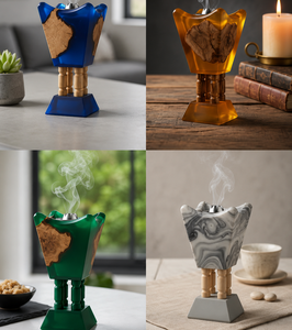New Arrival Epoxy Resin Wood Inlay <b>Bakhoor</b> Burner Incense Holder For Ramadan Eid Gifting Luxury Arabic <b>Oud</b> Mabkhara Home Decor - Product Image 1