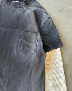 Camiseta de Manga Larga Oversize para Hombre, Negra y Blanca, con Contraste de Color, Cuello Redondo, Estilo Casual Urbano, Diseño de Bloques de Color Sólido - Product Image 4