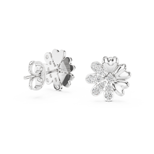 Juego de pendientes con diamantes cultivados en laboratorio con forma de pétalo de corazón, engastados en oro rosa macizo de 18 quilates, para compromiso, bodas, fiestas, regalos y uso diario. - Product Image 5